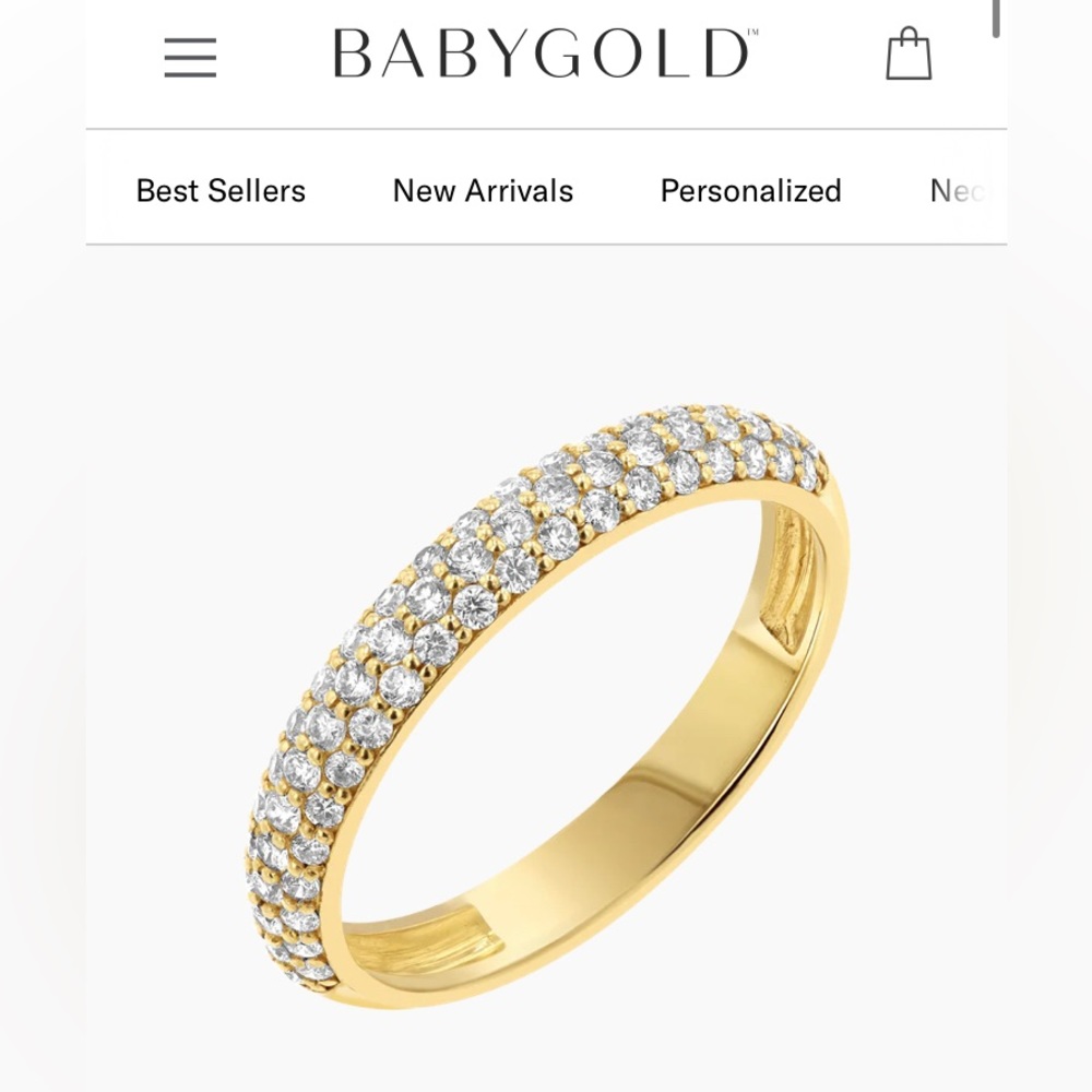 14kt solid gold 3 row pace diamond ring from Babygold 🆕 Size 8